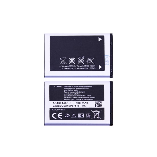 Bateria AB463446BU para Samsung Galaxy SGH-C130/E1272/D520/D720/E210/E218/E250/E380/E500/E870/X150/X200/X208/X520/X530/X568/E1200 800mAh